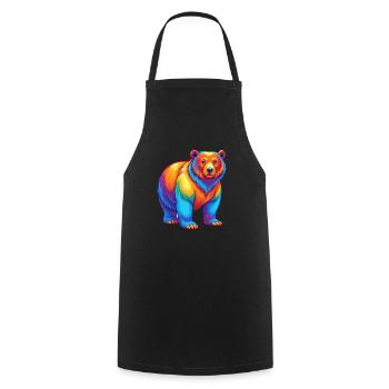 Bear Colorful Kawaii Cartoon Character Clipart - Cooking Apron - black - Front - AI Model Male 185 dark (185cm)