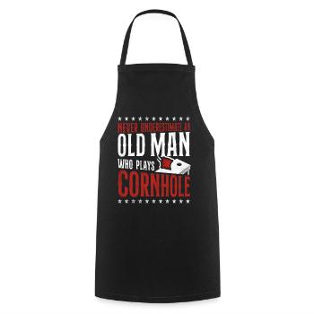 Joueur de sac de haricots de l’équipe Cornhole - Tablier de cuisine - noir - Devant - AI Model Male 185 dark (185cm)