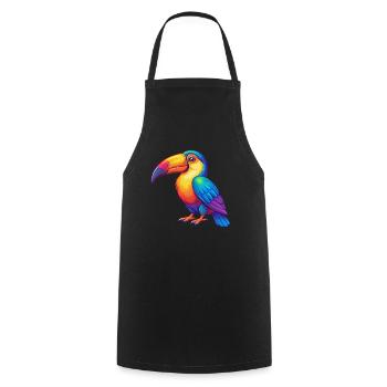 Toucan Colorful Kawaii Cartoon Character Clipart - Cooking Apron - black - Front - AI Model Male 185 dark (185cm)