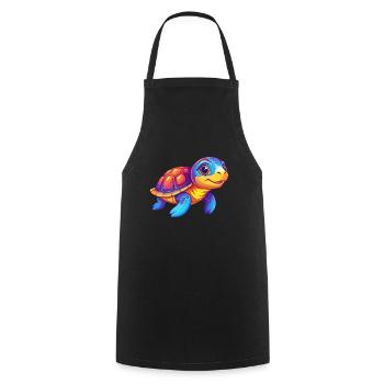 Turtle Colorful Kawaii Cartoon Character Clipart - Cooking Apron - black - Front - AI Model Male 185 dark (185cm)