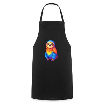 Faultier Bunte Kawaii Cartoon Charakter Clipart - Kochschürze - Schwarz - Vorne - AI Model Male 185 dark (185cm)