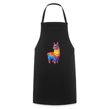 Llama Colorful Kawaii Cartoon Character Clipart - Cooking Apron - black - Front - AI Model Male 185 dark (185cm)