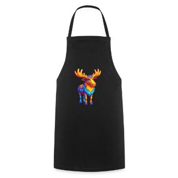Moose Colorful Kawaii Cartoon Character Clipart - Cooking Apron - black - Front - AI Model Male 185 dark (185cm)