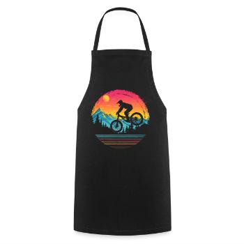 Mountainbiken Vaporwave - Kochschürze - Schwarz - Vorne - AI Model Male 185 dark (185cm)