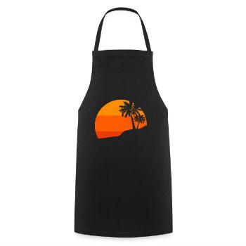 Sunset Palm Trees Retro Tropical Vibes - Cooking Apron - black - Front - AI Model Male 185 dark (185cm)