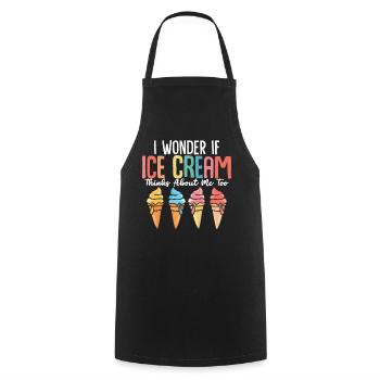 I Wonder If Ice Cream Thinks About Me Too Funny - Cooking Apron - black - Front - AI Model Male 185 dark (185cm)