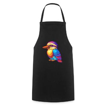 Kookaburra coloré Kawaii dessin animé Personnage Oiseau - Tablier de cuisine - noir - Devant - AI Model Male 185 dark (185cm)