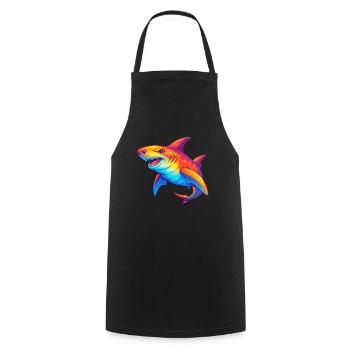 Hammerhead Shark Colorful Kawaii Cartoon Clipart - Cooking Apron - black - Front - AI Model Male 185 dark (185cm)