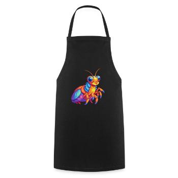 Peacock Mantis Shrimp Colorful Kawaii Cartoon - Cooking Apron - black - Front - AI Model Male 185 dark (185cm)