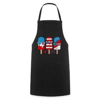 Popsicle USA 4 De Juillet Patriotique Américain - Tablier de cuisine - noir - Devant - AI Model Male 185 dark (185cm)