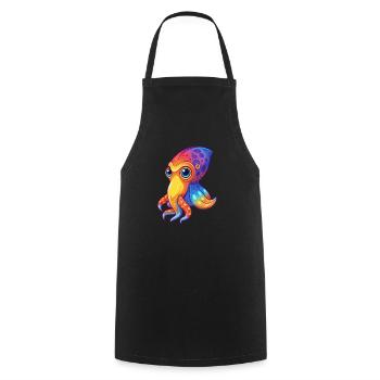 Bobtail Squid Colorful Kawaii Cartoon Sea Animal - Cooking Apron - black - Front - AI Model Male 185 dark (185cm)