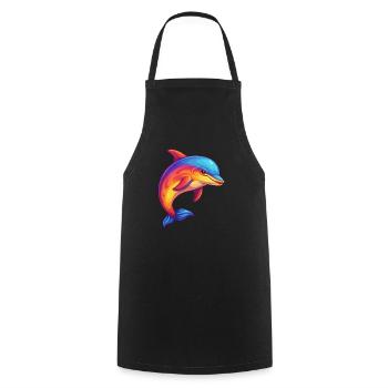 Dolphin Colorful Kawaii Cartoon Sea Animal - Cooking Apron - black - Front - AI Model Male 185 dark (185cm)