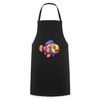 Clownfish Coloré Kawaii Dessin animé Animal marin - Tablier de cuisine - noir - Devant - AI Model Male 185 dark (185cm)