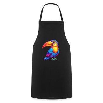 Toucan Colorful Kawaii Cartoon Character Bird - Cooking Apron - black - Front - AI Model Male 185 dark (185cm)