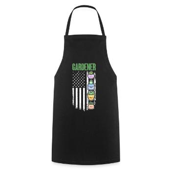Gardener US Flag - Hobby Gardener - Kochschürze - Schwarz - Vorne - AI Model Male 185 dark (185cm)