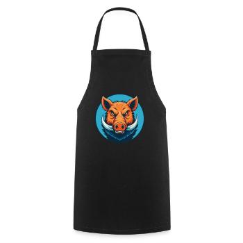 sanglier mignon kawaii dessin animé clipart animal animal de compagnie logo - Tablier de cuisine - noir - Devant - AI Model Male 185 dark (185cm)