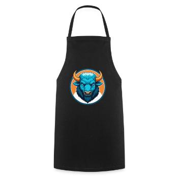 Bison Cute Kawaii Cartoon Clipart Animal Pet Logo - Cooking Apron - black - Front - AI Model Male 185 dark (185cm)