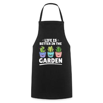 Life is better in the garden - Funny Gardening - Cooking Apron - black - Front - AI Model Male 185 dark (185cm)