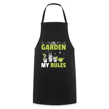 Funny Gardening Hobby Gardener - My Garden my rule - Cooking Apron - black - Front - AI Model Male 185 dark (185cm)