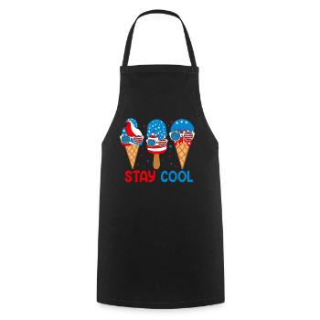 Restez au frais 4 juillet Ice Cream USA Drapeau Été - Tablier de cuisine - noir - Devant - AI Model Male 185 dark (185cm)
