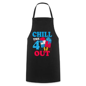 Chill The 4th Out Funny Popsicle USA Patriot - Cooking Apron - black - Front - AI Model Male 185 dark (185cm)