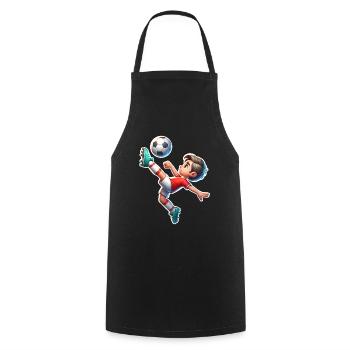 Coup de pied aérien de football - Tablier de cuisine - noir - Devant - AI Model Male 185 dark (185cm)
