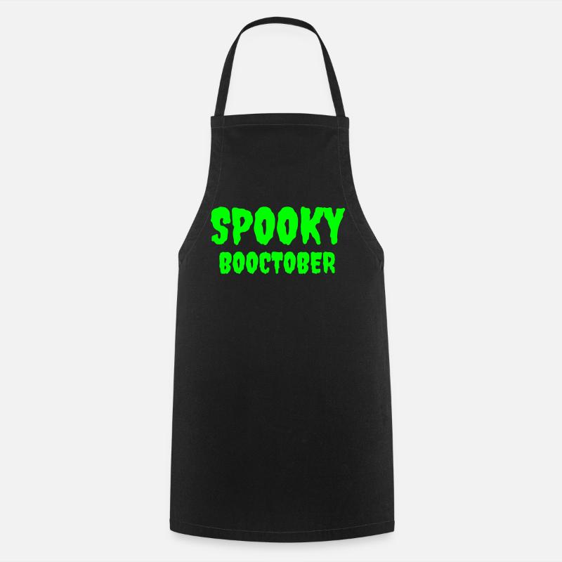 Spooky Booctober Jack-O'-Lantern Design - Cooking Apron - black