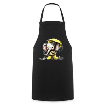 Elephant in the rain - Cooking Apron - black - Front - AI Model Male 185 dark (185cm)