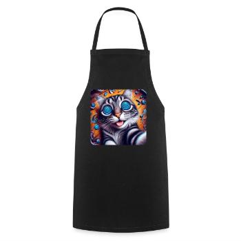 Cats Selfie, Weirdcore Nerd Photography Cat - Cooking Apron - black - Front - AI Model Male 185 dark (185cm)