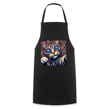 Cats Selfie, Weirdcore Nerd Photography Cat - Cooking Apron - black - Front - AI Model Male 185 dark (185cm)