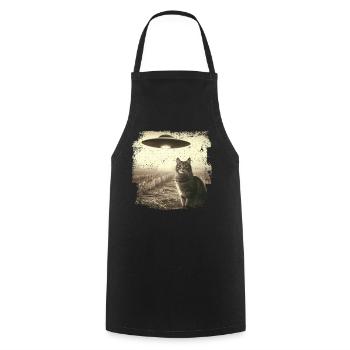 Selfie de chat et d’OVNI, Photographie de nerd bizarre - Tablier de cuisine - noir - Devant - AI Model Male 185 dark (185cm)