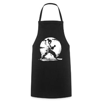 Karate Girl Drawing - Cooking Apron - black - Front - AI Model Male 185 dark (185cm)