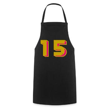 15. 15 ANS. 15e ANNIVERSAIRE. ANNIVERSAIRE 15 ANS. - Tablier de cuisine - noir - Devant - AI Model Male 185 dark (185cm)