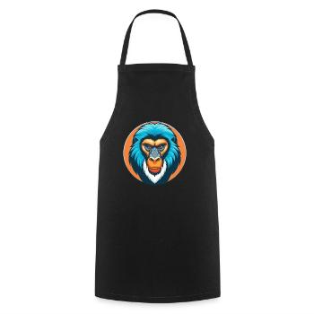 Mandrill Niedliches Kawaii Cartoon Tier Haustier Logo - Kochschürze - Schwarz - Vorne - AI Model Male 185 dark (185cm)