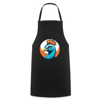 Peacock Cute Funny Kawaii Cartoon Animal Pet Logo - Cooking Apron - black - Front - AI Model Male 185 dark (185cm)