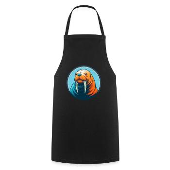Walrus Cute Kawaii Cartoon Clipart Animal Pet Logo - Cooking Apron - black - Front - AI Model Male 185 dark (185cm)