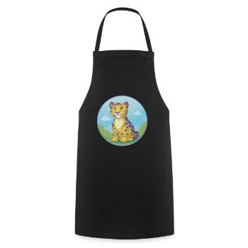 Amur Leopard Cute Kawaii Cartoon Clipart Animal - Cooking Apron - black - Front - AI Model Male 185 dark (185cm)