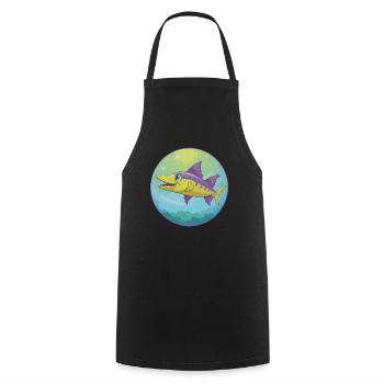 Barracuda mignon Kawaii dessin animé Clipart Animal de compagnie - Tablier de cuisine - noir - Devant - AI Model Male 185 dark (185cm)