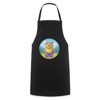 ours mignon kawaii dessin animé clipart animal de compagnie - Tablier de cuisine - noir - Devant - AI Model Male 185 dark (185cm)