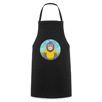 Bonobo Cute Kawaii Cartoon Clipart Animal Pet - Cooking Apron - black - Front - AI Model Male 185 dark (185cm)