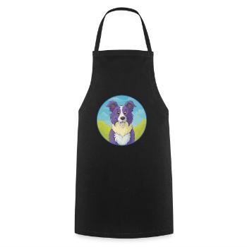 Border Collie Hund Niedliches Kawaii Cartoon Tier Haustier - Kochschürze - Schwarz - Vorne - AI Model Male 185 dark (185cm)