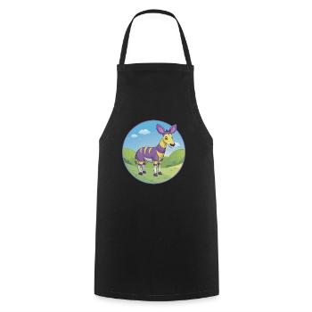 Okapi Mignon Kawaii Dessin animé Clipart Animal de compagnie - Tablier de cuisine - noir - Devant - AI Model Male 185 dark (185cm)