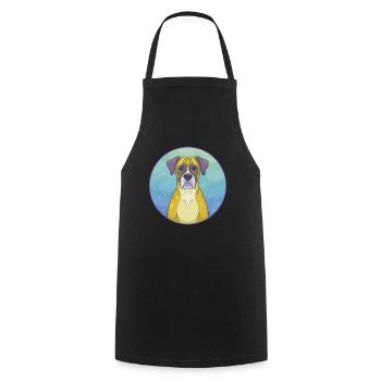 Boxer Hund Niedlich Kawaii Cartoon Clipart Tier Haustier - Kochschürze - Schwarz - Vorne - AI Model Male 185 dark (185cm)