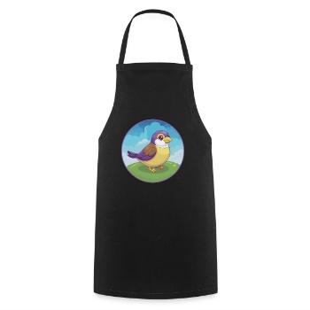 Sparrow Cute Kawaii Cartoon Clipart Animal Pet - Cooking Apron - black - Front - AI Model Male 185 dark (185cm)