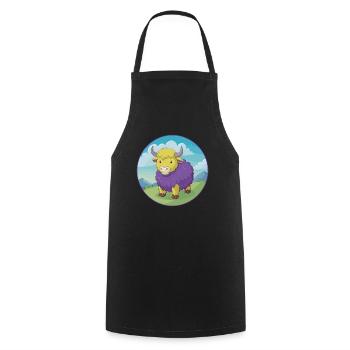 Yak Cute Kawaii Cartoon Clipart Animal Pet - Cooking Apron - black - Front - AI Model Male 185 dark (185cm)