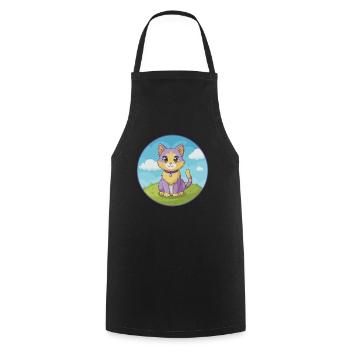 Katze Niedlich Kawaii Cartoon Clipart Tier Haustier - Kochschürze - Schwarz - Vorne - AI Model Male 185 dark (185cm)
