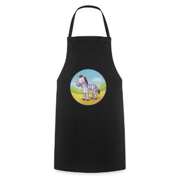 Zebra Cute Kawaii Cartoon Clipart Animal Pet - Cooking Apron - black - Front - AI Model Male 185 dark (185cm)