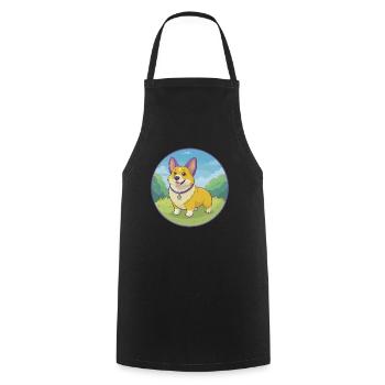 Corgi Dog Cute Kawaii Cartoon Clipart Animal Pet - Cooking Apron - black - Front - AI Model Male 185 dark (185cm)