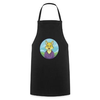 Coyote Cute Kawaii Cartoon Clipart Animal Pet - Cooking Apron - black - Front - AI Model Male 185 dark (185cm)