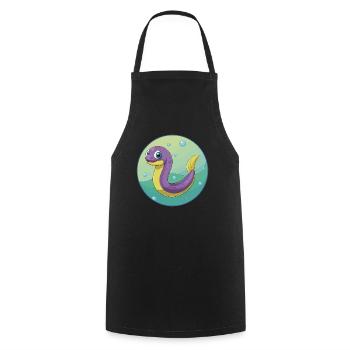 Eel Cute Kawaii Cartoon Clipart Animal Pet - Cooking Apron - black - Front - AI Model Male 185 dark (185cm)